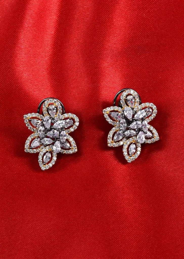 Diamond studded floral crystal earring only on Kalki