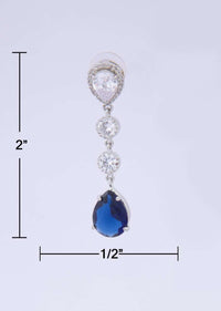 Diamond studded long earring with blue crystal stone in tear drop shape only on kalki