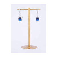 Diamond studded silver hoop earring with dark blue crystal stone only on Kalki