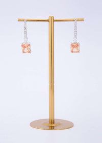 Diamond studded silver hoop earring with honey brown crystal stone only on Kalki