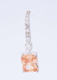 Diamond studded silver hoop earring with honey brown crystal stone only on Kalki