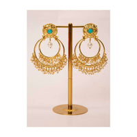 Double hoop traditional earring with nano moti bunch drops