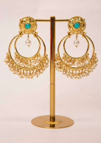 Double hoop traditional earring with nano moti bunch drops