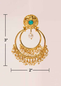 Double hoop traditional earring with nano moti bunch drops