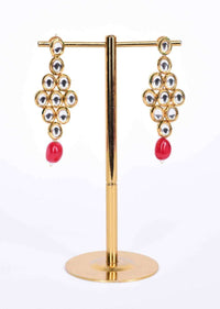 Double kundan layer round collar necklace with matching  earring in magenta bead drop only on Kalki