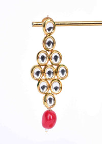 Double kundan layer round collar necklace with matching  earring in magenta bead drop only on Kalki