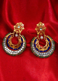 Double layer chandbali earring adorn with multi color beads and kundan stone only on kalki