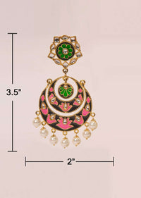 Double layer grey meenakari chandbali earring