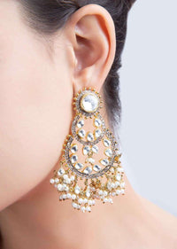 Double Layer Kundan Chandbali With Nano Moti Bunch Drop Online - Kalki Fashion