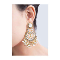 Double Layer Kundan Chandbali With Nano Moti Bunch Drop Online - Kalki Fashion