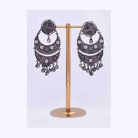 Double oxidized chandbali earring with stone work only on Kalki