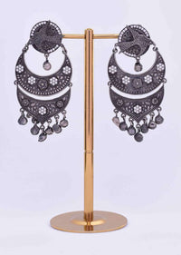 Double oxidized chandbali earring with stone work only on Kalki