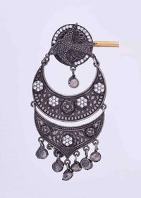 Double oxidized chandbali earring with stone work only on Kalki