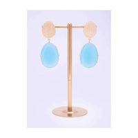 Drop dangler earring with sky blue beads only on Kalki