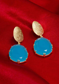 Drop dangler earring with sky blue beads only on Kalki