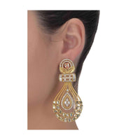 Drop shaped fancy danglers embellished with crystals, bugle beads and stones only on Kalki