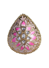 Drop Shaped Stud Earrings With Kundan And Floral Mina Work Online - Kalki Fashion