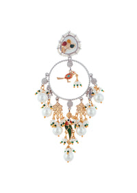 Dual Finish Danglers With Kundan Work In Mix Metal