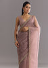 Dusky Lavender Organza Saree With Stones Cutdana Sequins Embroidery