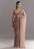 Dusky Lavender Organza Saree With Stones Cutdana Sequins Embroidery