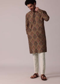 Dusky Dusky Brown Festive Silk Kurta Set For Men