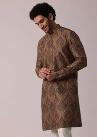 Dusky Dusky Brown Festive Silk Kurta Set For Men