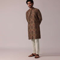 Dusky Dusky Brown Festive Silk Kurta Set For Men