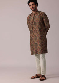 Dusky Dusky Brown Festive Silk Kurta Set For Men