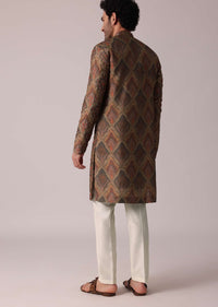 Dusky Dusky Brown Festive Silk Kurta Set For Men