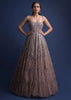 Eve Champagne Gown In Hand Embellished Net With Geometric Motifs