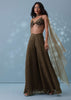 Dusty Brown Fancy Indowestern Palazzo And Bustier In Lycra Sequins With Choker