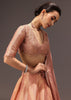 Dusty Peach Banarasi Silk Hand Work Lehenga Set