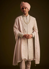 Dusty Pink Embroidered Sherwani Set