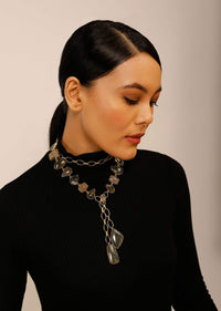 Earthy Toned Semi Precious Stone Studded Wrap Around Necklace