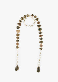 Earthy Toned Semi Precious Stone Studded Wrap Around Necklace