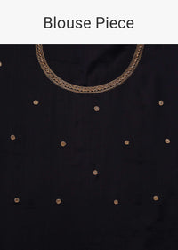Eclipse Blue Saree In Digital Bandhani And Floral Print, Crafted In Silk With Gotta Patti Embroidery Buttis