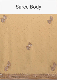 Egg Nog Beige Saree In Georgette With Lucknowi Thread Embroidered Paisley Pattern On The Pallu Online - Kalki Fashion