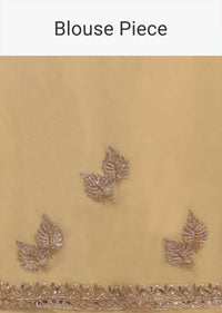 Egg Nog Beige Saree In Georgette With Lucknowi Thread Embroidered Paisley Pattern On The Pallu Online - Kalki Fashion