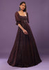 Wine Purple Embroidered Gown In Sequins