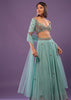 Sky Blue Embroidered Lehenga In Georgette