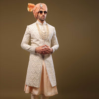 Silk Sherwani Set With Exquisite Embroidery