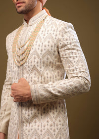 Silk Sherwani Set With Exquisite Embroidery