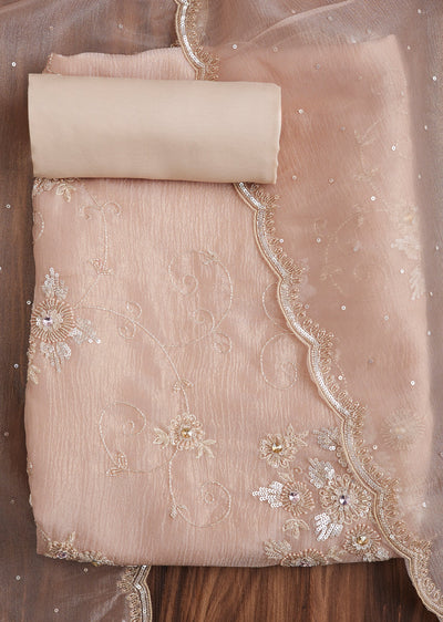 Elegant Peach Tissue Suit Set