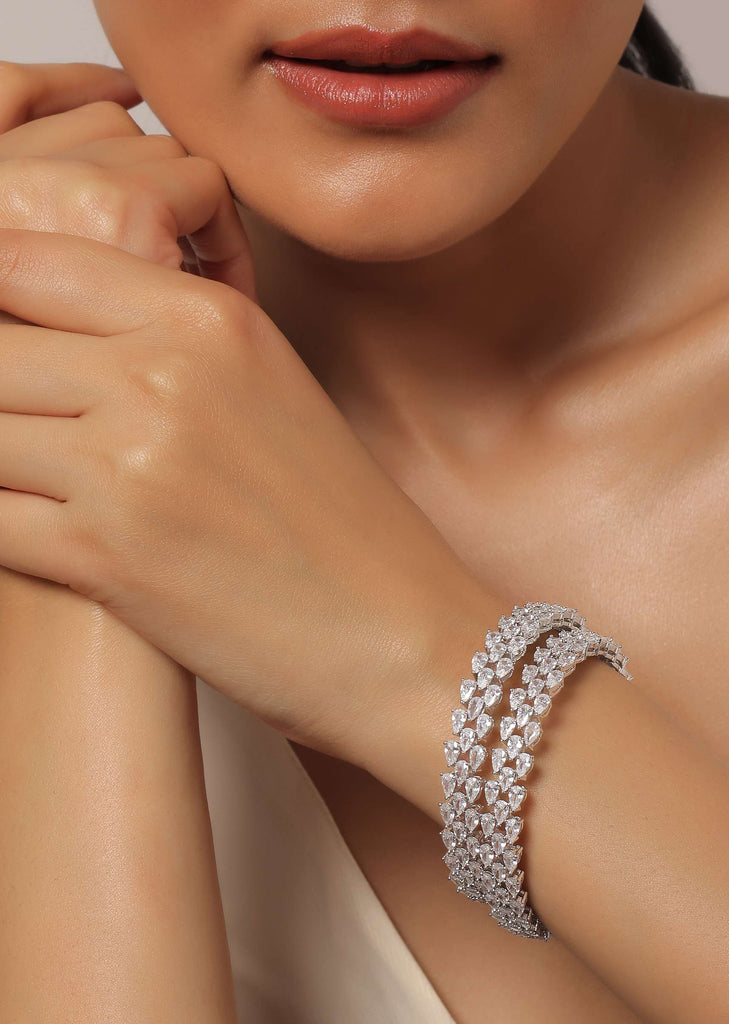 Elegant Bangles Set With White Stones