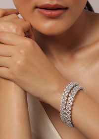Elegant Bangles Set With White Stones