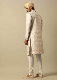 Elegant Beige Silk Sherwani Set
