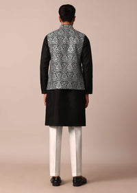 Elegant Black Jacket Kurta Set For Men