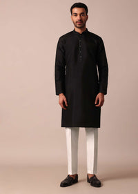 Elegant Black Jacket Kurta Set For Men