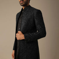 Elegant Black Men's Indowestern Ensemble