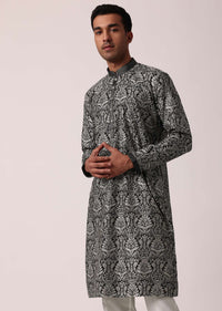 Elegant Black Silk Kurta Set For Men